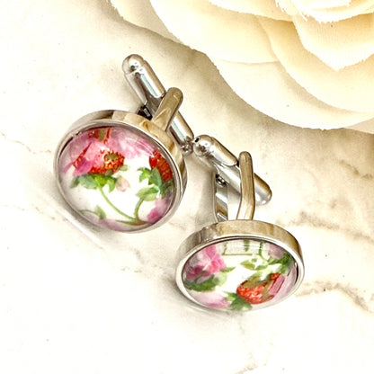 Fruit & Flower 4th Anniversary Cufflinks Handmade-Cufflinks-Handmadeanniversary-Handmade Anniversary
