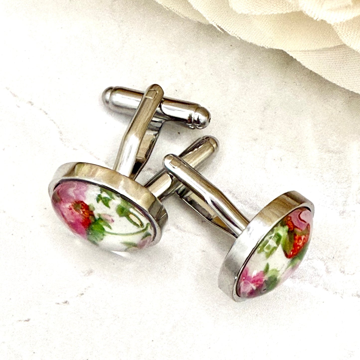 Fruit & Flower 4th Anniversary Cufflinks Handmade-Cufflinks-Handmadeanniversary-Handmade Anniversary