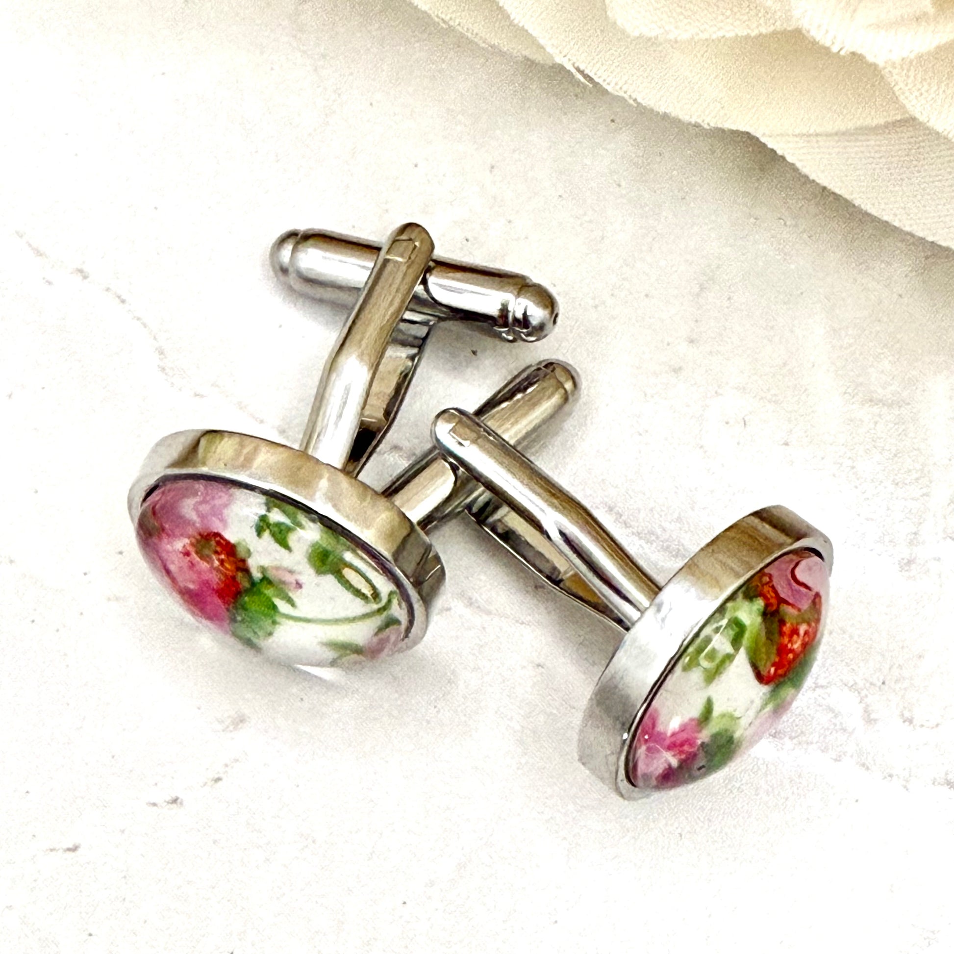 Fruit & Flower 4th Anniversary Cufflinks Handmade-Cufflinks-Handmadeanniversary-Handmade Anniversary