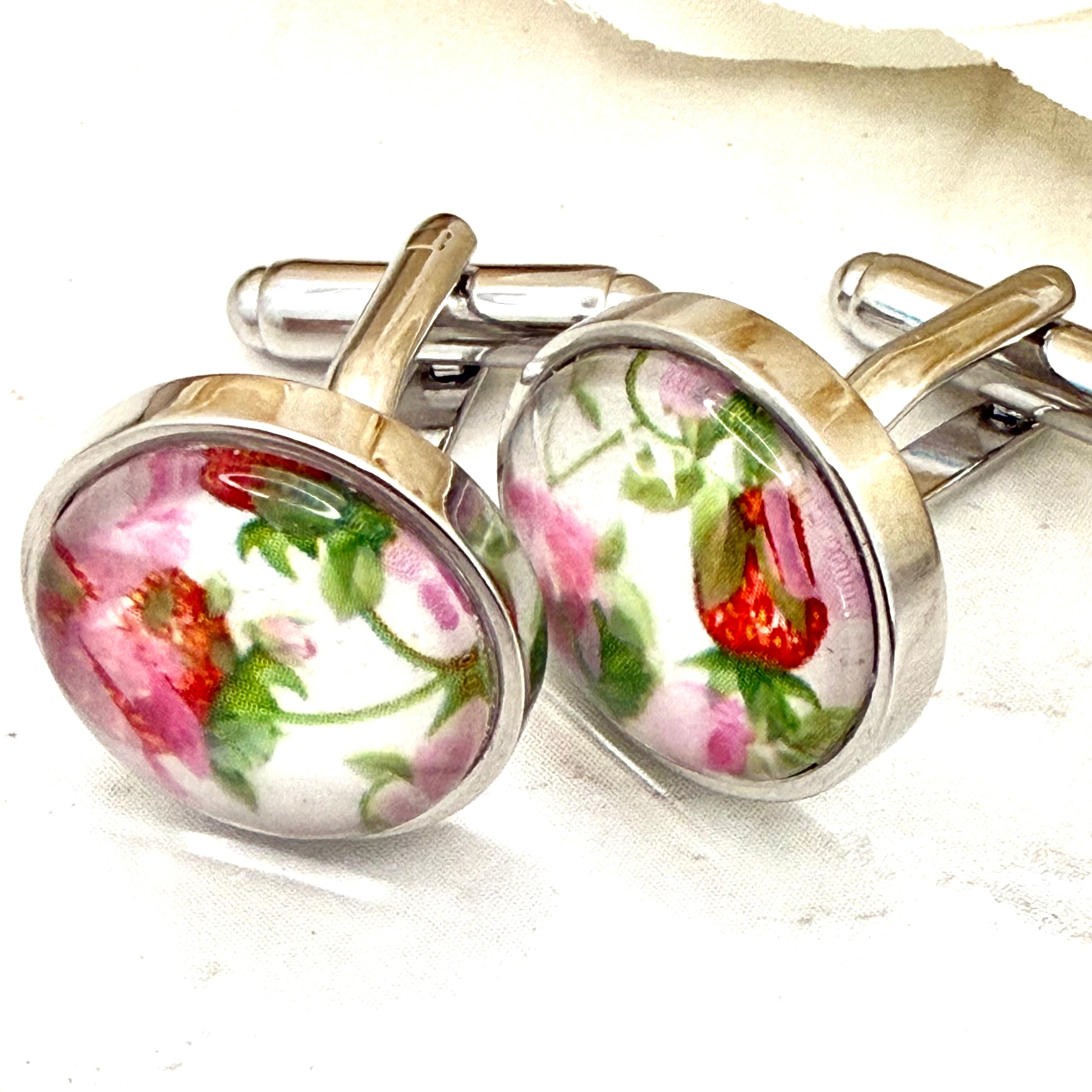 Fruit & Flower 4th Anniversary Cufflinks Handmade-Cufflinks-Handmadeanniversary-Handmade Anniversary