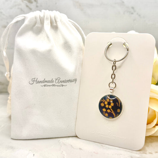 Silk 12th Anniversary Keyring Handmade
