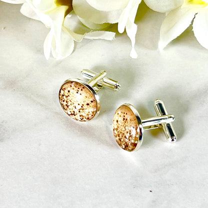 Golden Glow Cufflinks & Leather Key Fob Gift Set Handmade-Keyring-Handmadeanniversary-Handmade Anniversary