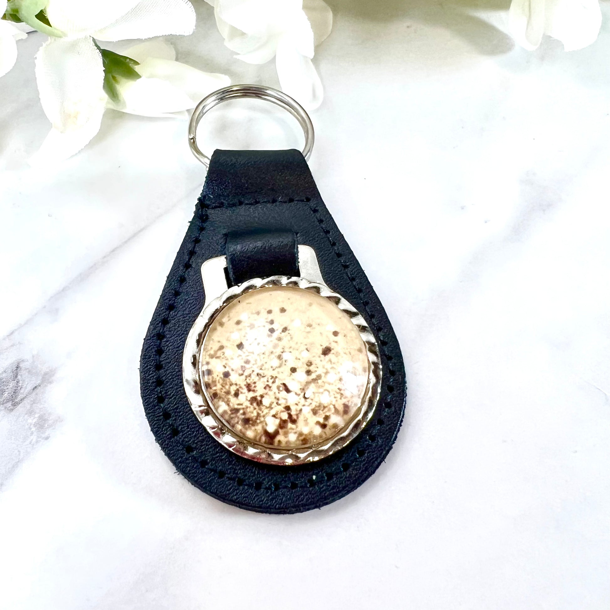 Golden Glow Leather Key Fob Handmade-Keyring-Handmadeanniversary-Handmade Anniversary