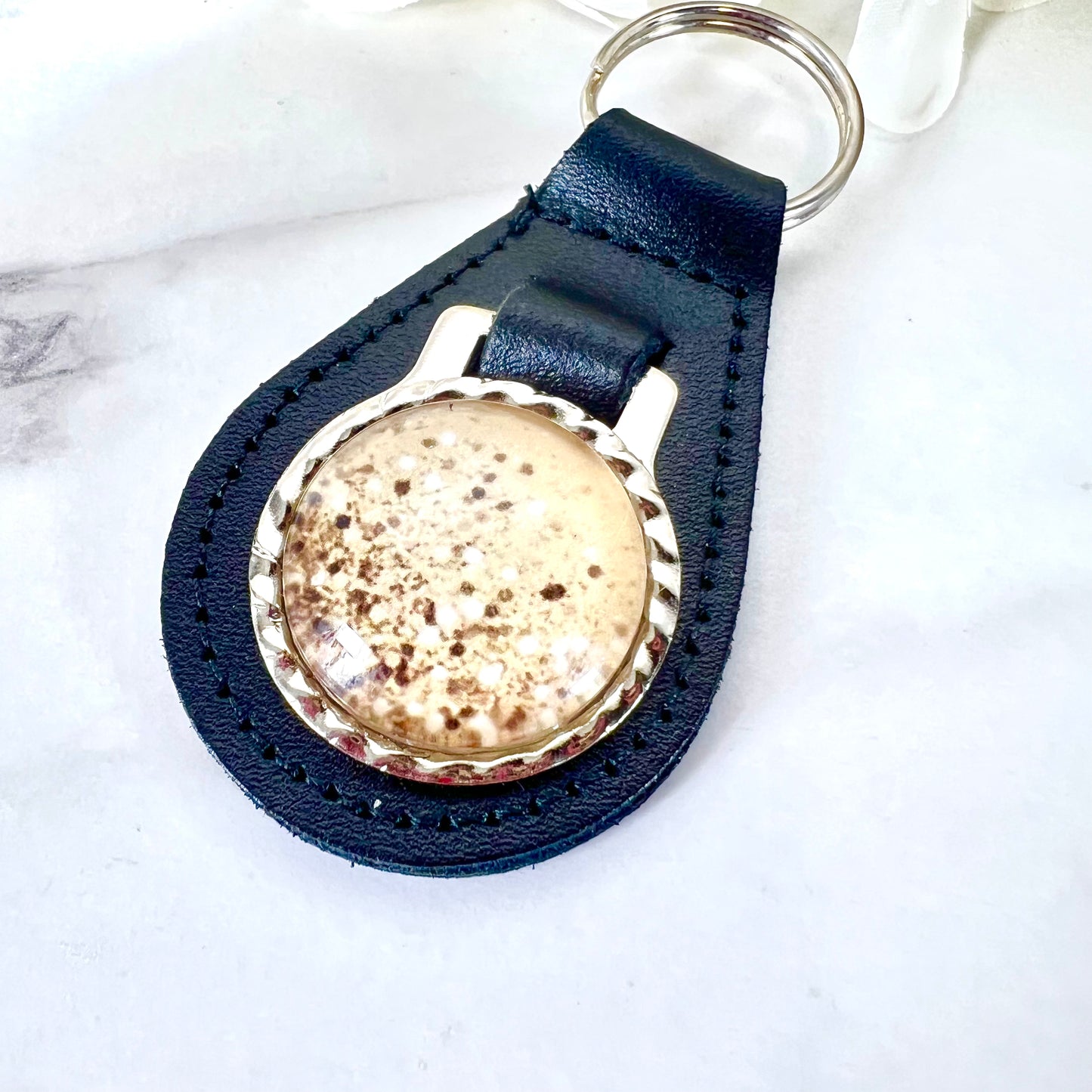 Golden Glow Leather Key Fob Handmade-Keyring-Handmadeanniversary-Handmade Anniversary