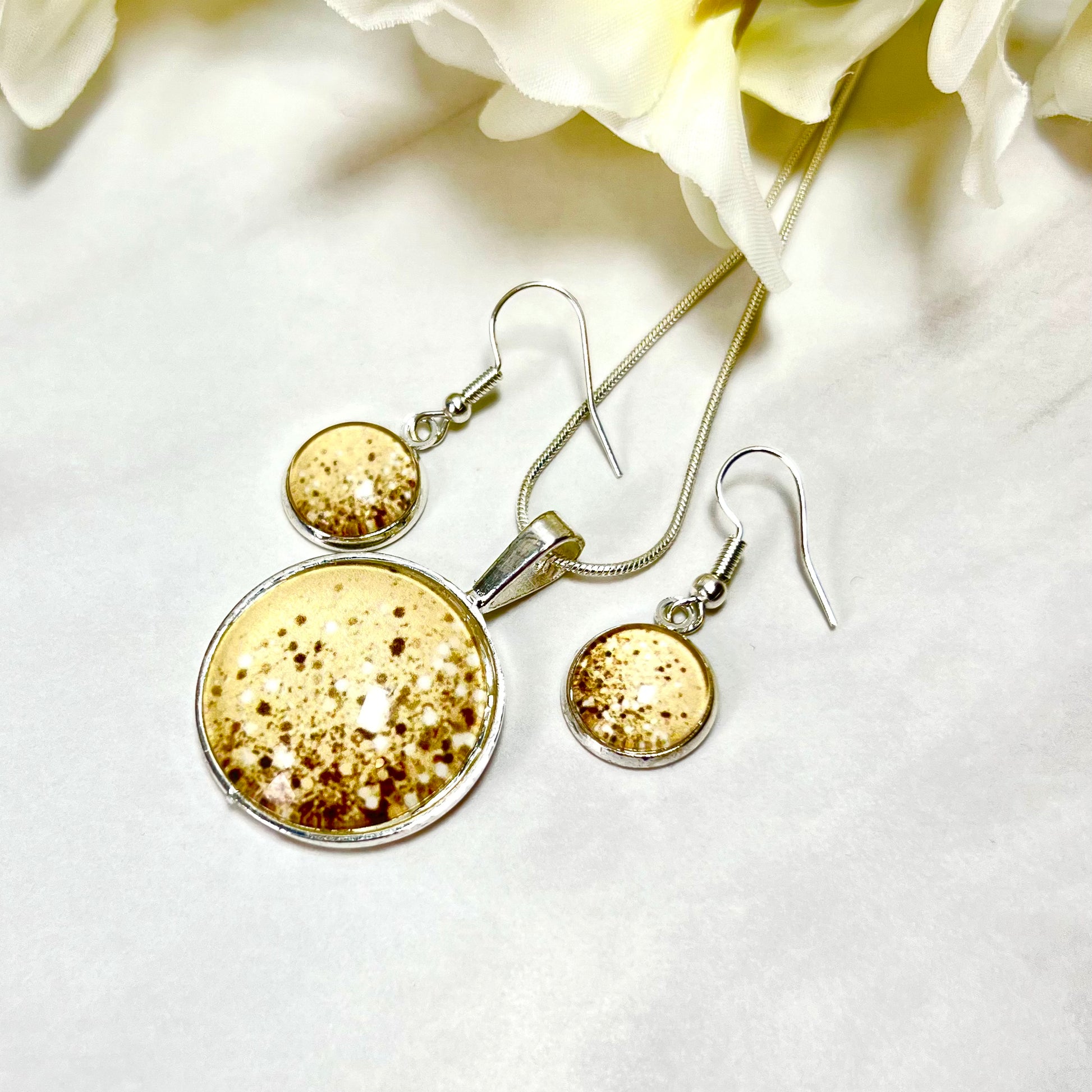 Golden Glow Pendant, Drop Earring & Bangle Gift Set Handmade-Bangle-Handmadeanniversary-Handmade Anniversary