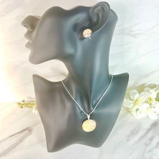 Golden Glow Pendant & Stud Earrings Jewellery Set Handmade-Pendant & Earrings-Handmadeanniversary-Handmade Anniversary