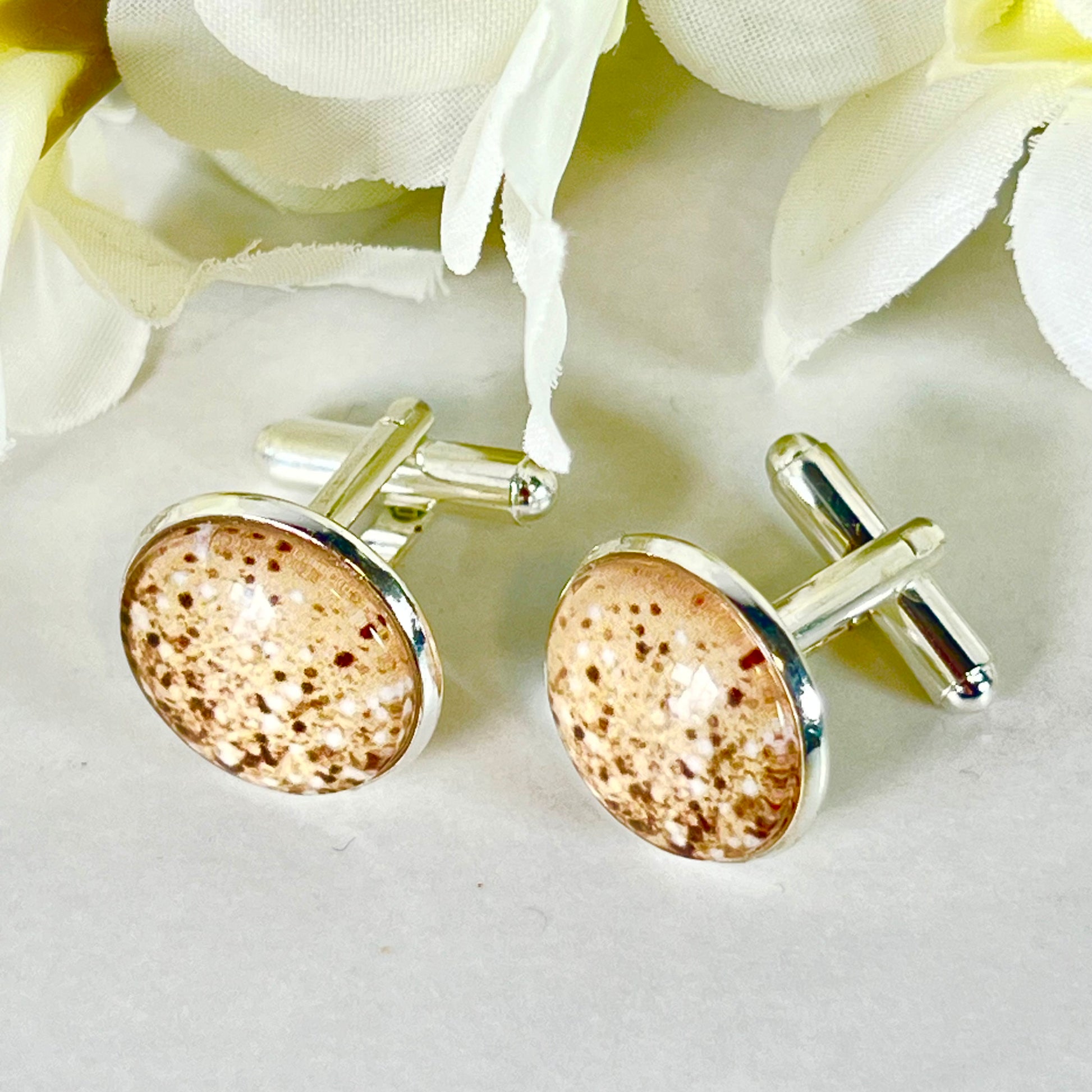 Golden Glow Silver Plated Cufflinks Handmade-Cufflinks-Handmadeanniversary-Handmade Anniversary