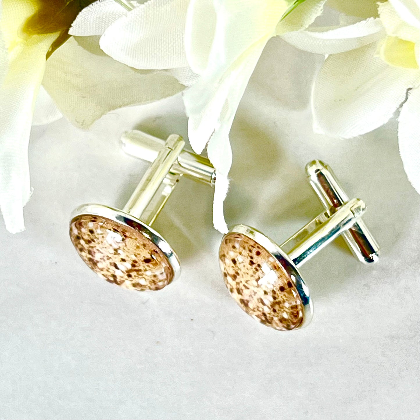 Golden Glow Silver Plated Cufflinks Handmade-Cufflinks-Handmadeanniversary-Handmade Anniversary