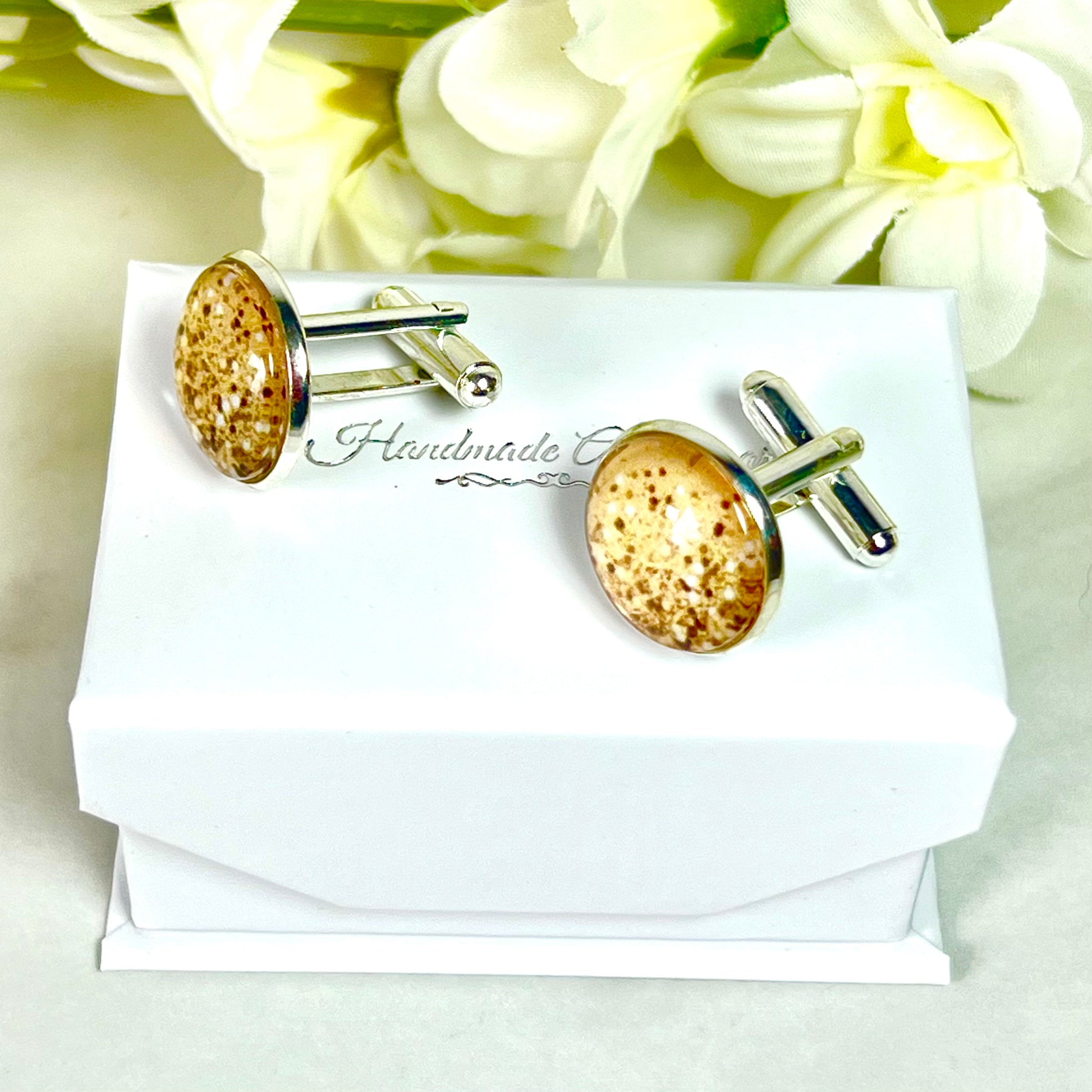 Golden Glow Silver Plated Cufflinks Handmade-Cufflinks-Handmadeanniversary-Handmade Anniversary