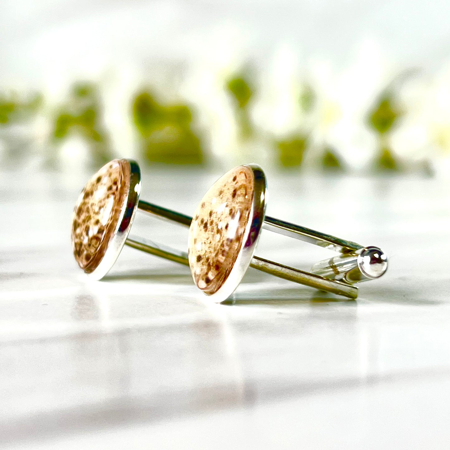 Golden Glow Silver Plated Cufflinks Handmade-Cufflinks-Handmadeanniversary-Handmade Anniversary