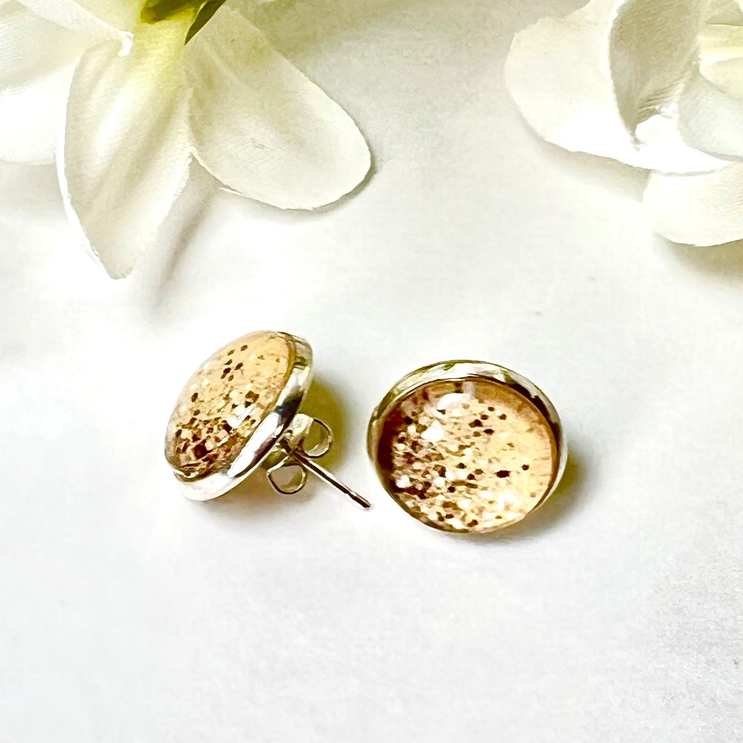 Golden Glow Silver Plated Stud Earrings Handmade-Earrings-Handmadeanniversary-Handmade Anniversary