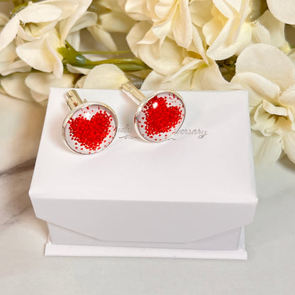 Heart Cufflinks & Leather Key Fob Gift Set Handmade-Keyring-Handmadeanniversary-Handmade Anniversary