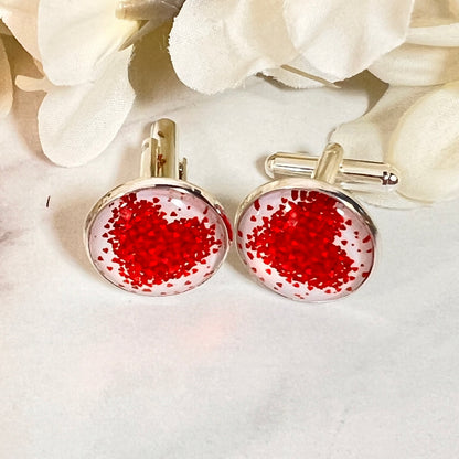 Heart Cufflinks & Leather Key Fob Gift Set Handmade-Keyring-Handmadeanniversary-Handmade Anniversary