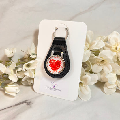 Heart Cufflinks & Leather Key Fob Gift Set Handmade-Keyring-Handmadeanniversary-Handmade Anniversary