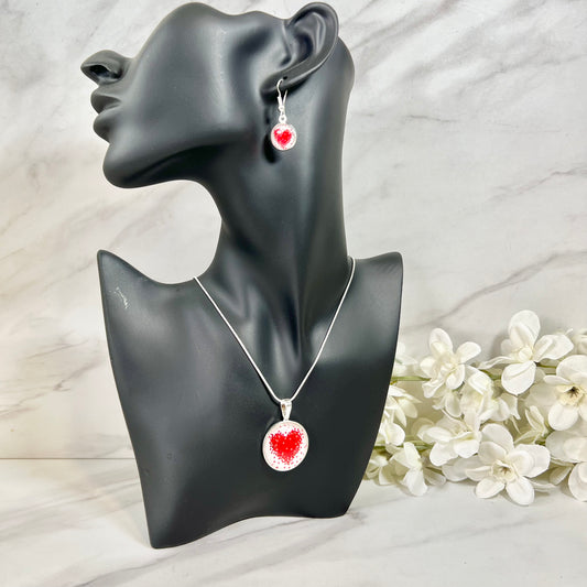 Heart Pendant & Drop Earrings Jewellery Set Handmade-Pendant & Earrings-Handmadeanniversary-Handmade Anniversary