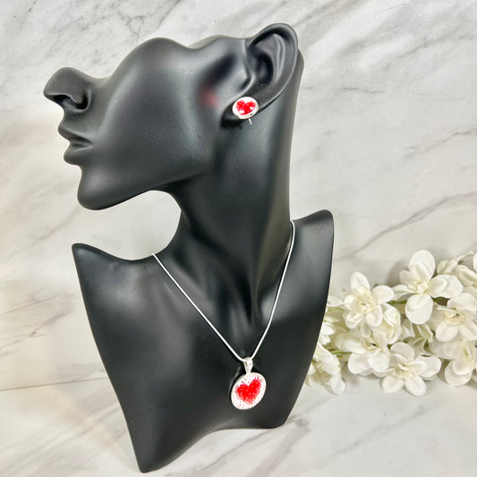 Heart Pendant & Stud Earrings Jewellery Set Handmade-Pendant & Earrings-Handmadeanniversary-Handmade Anniversary