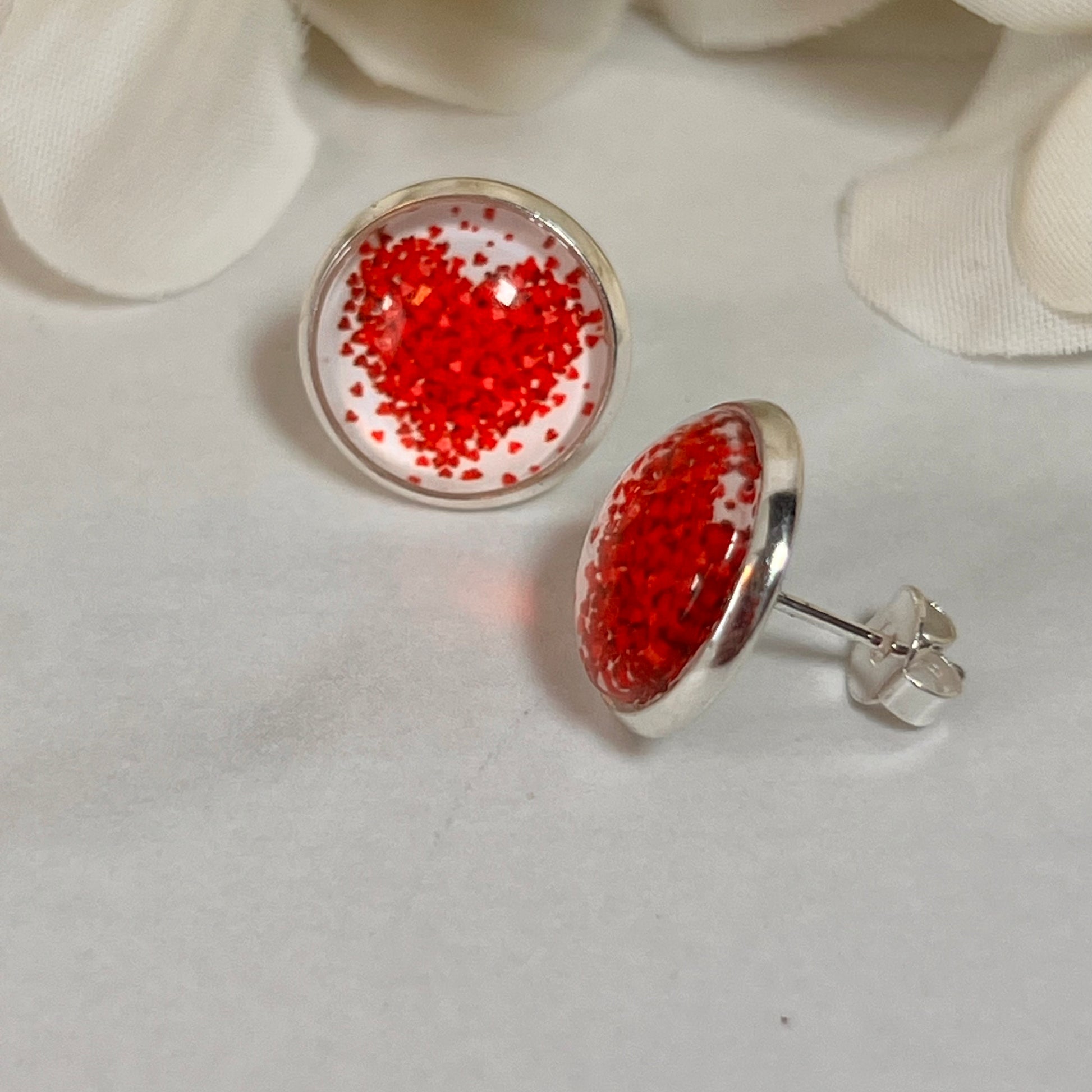 Heart Stud Earrings Handmade-Earrings-Handmadeanniversary-Handmade Anniversary