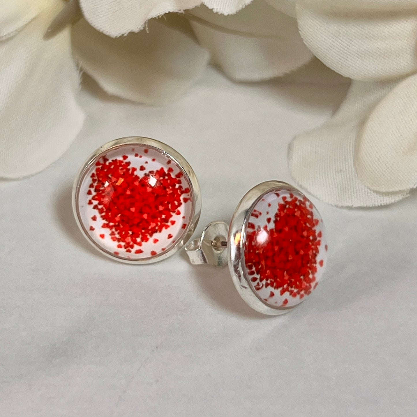 Heart Stud Earrings Handmade-Earrings-Handmadeanniversary-Handmade Anniversary