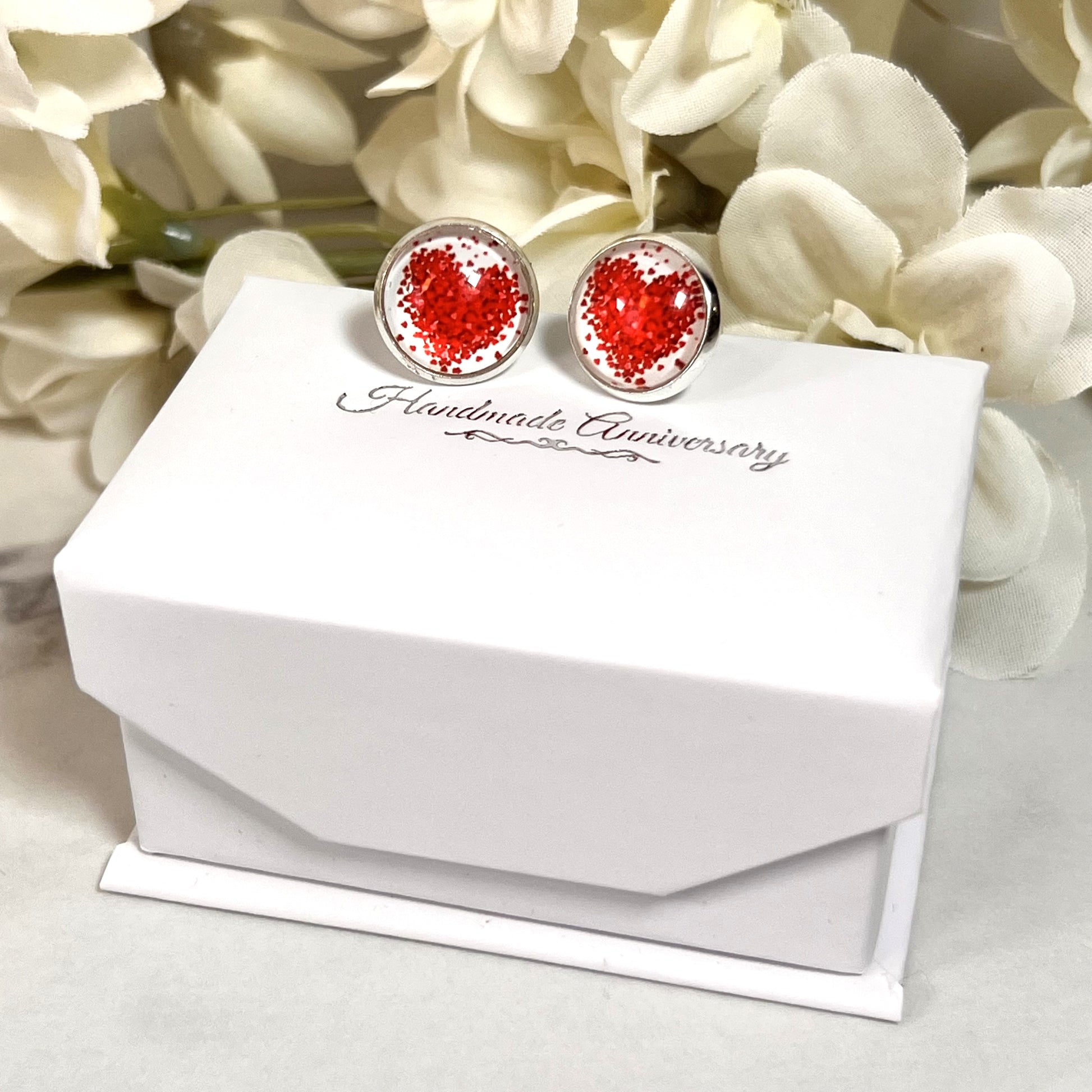 Heart Stud Earrings Handmade-Earrings-Handmadeanniversary-Handmade Anniversary