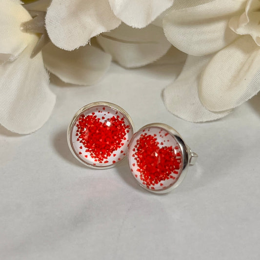 Heart Stud Earrings Handmade-Earrings-Handmadeanniversary-Handmade Anniversary