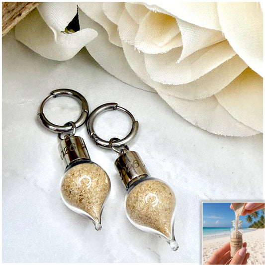 Luxury Personalised Honeymoon Sand Huggie Earrings