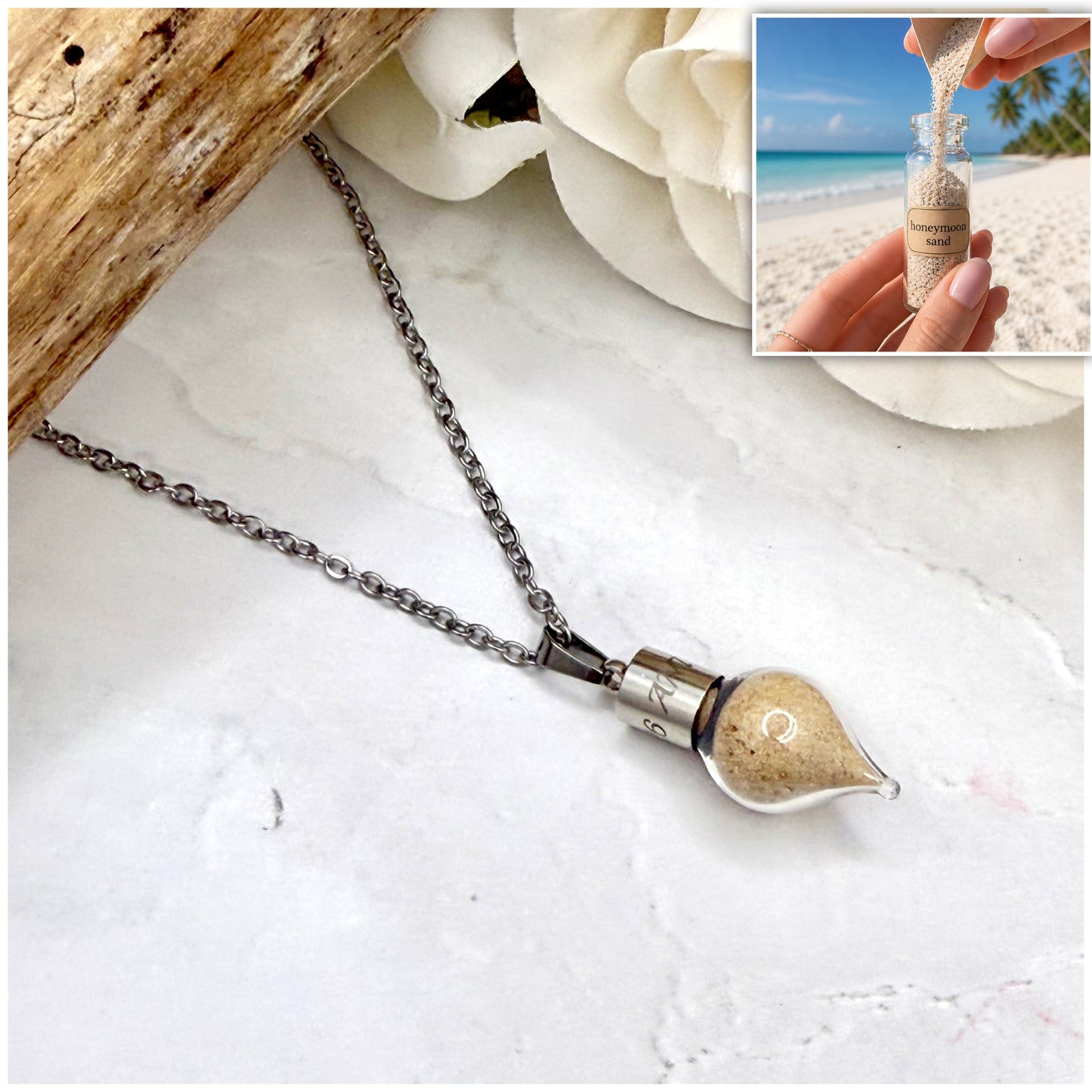 Luxury Personalised Honeymoon Sand Pendant
