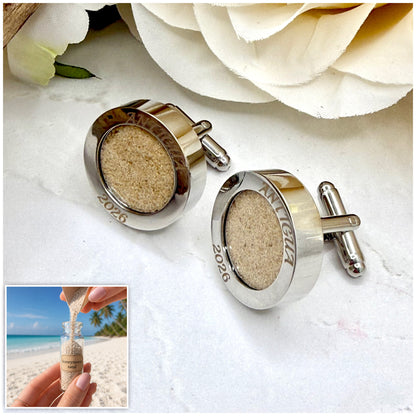 Luxury Personalised Honeymoon Sand Cufflinks
