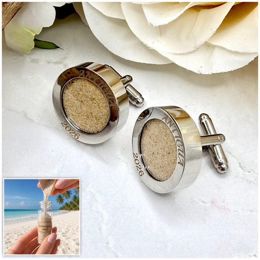 Luxury Personalised Honeymoon Sand Cufflinks