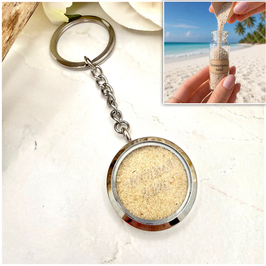 Luxury Personalised Honeymoon Sand Keyring