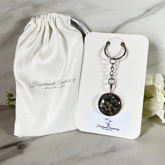 Lace 13th Anniversary Keyring Handmade