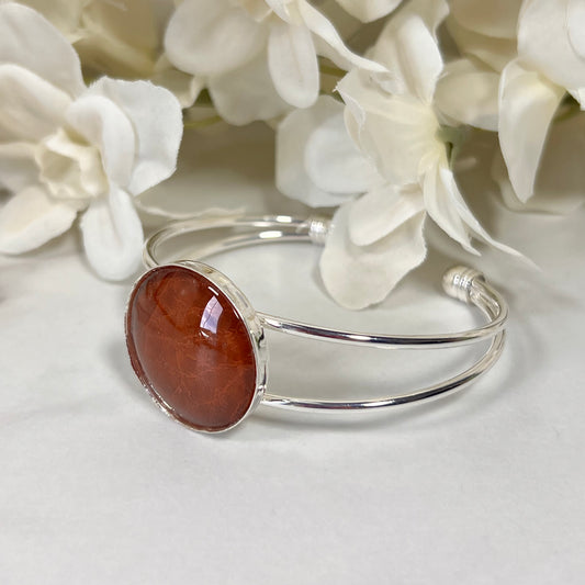 Vegan Leather Anniversary Bangle Bracelet Handmade