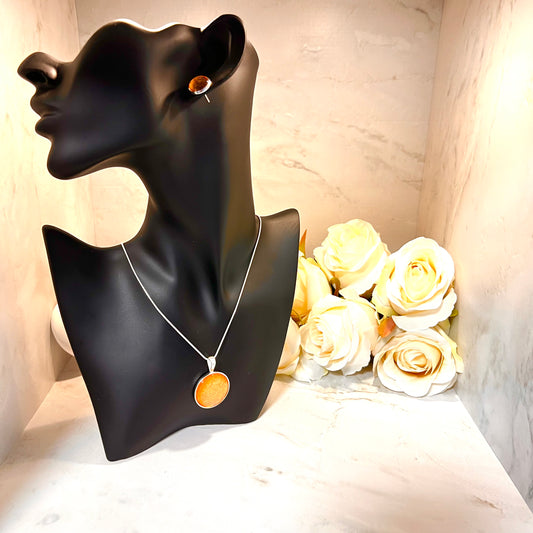 Copper 7th Anniversary Pendant & Stud Earrings Jewellery Set Handmade