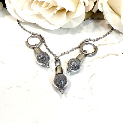 Iron 6th Anniversary Drop Pendant & Earrings Jewellery Set Handmade