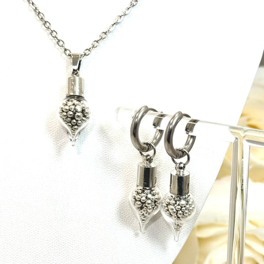 Sparkling Tin 10th Anniversary Pendant & Earrings Jewellery Set Handmade