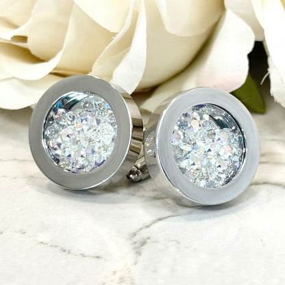 Chunky Crystal 15th Anniversary Cufflinks Handmade