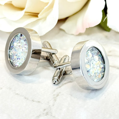 Chunky Crystal 15th Anniversary Cufflinks Handmade