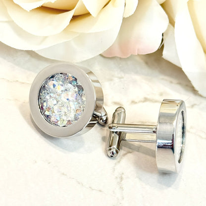 Chunky Crystal 15th Anniversary Cufflinks Handmade