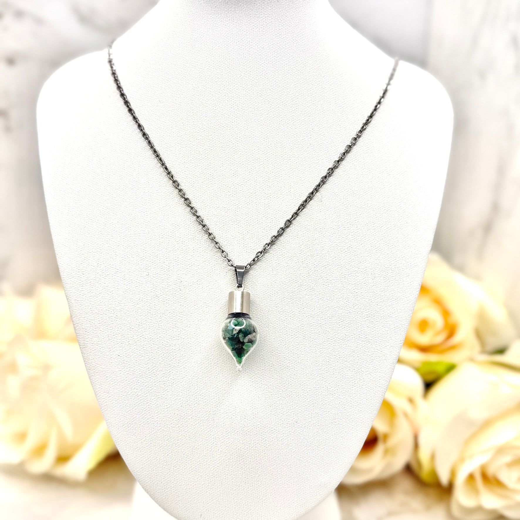 Luxury 55th Anniversary Jewellery Set – Pendant & Earrings with Natural Raw Emerald Fragments | Elegant Emerald Gift for Her-Pendant & Earrings-Handmadeanniversary-Handmade Anniversary