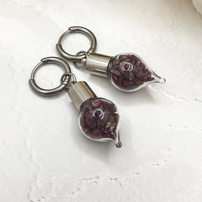 40th Anniversary Huggie Earrings – Natural Raw Ruby Shards | Romantic Ruby Gift for Her-Pendant & Earrings-Handmadeanniversary-Handmade Anniversary