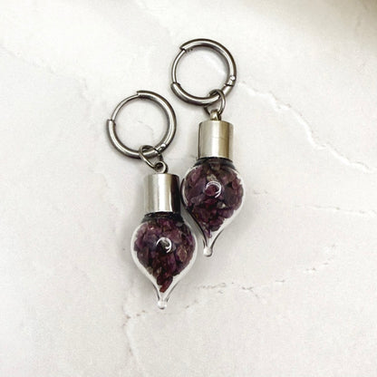40th Anniversary Huggie Earrings – Natural Raw Ruby Shards | Romantic Ruby Gift for Her-Pendant & Earrings-Handmadeanniversary-Handmade Anniversary
