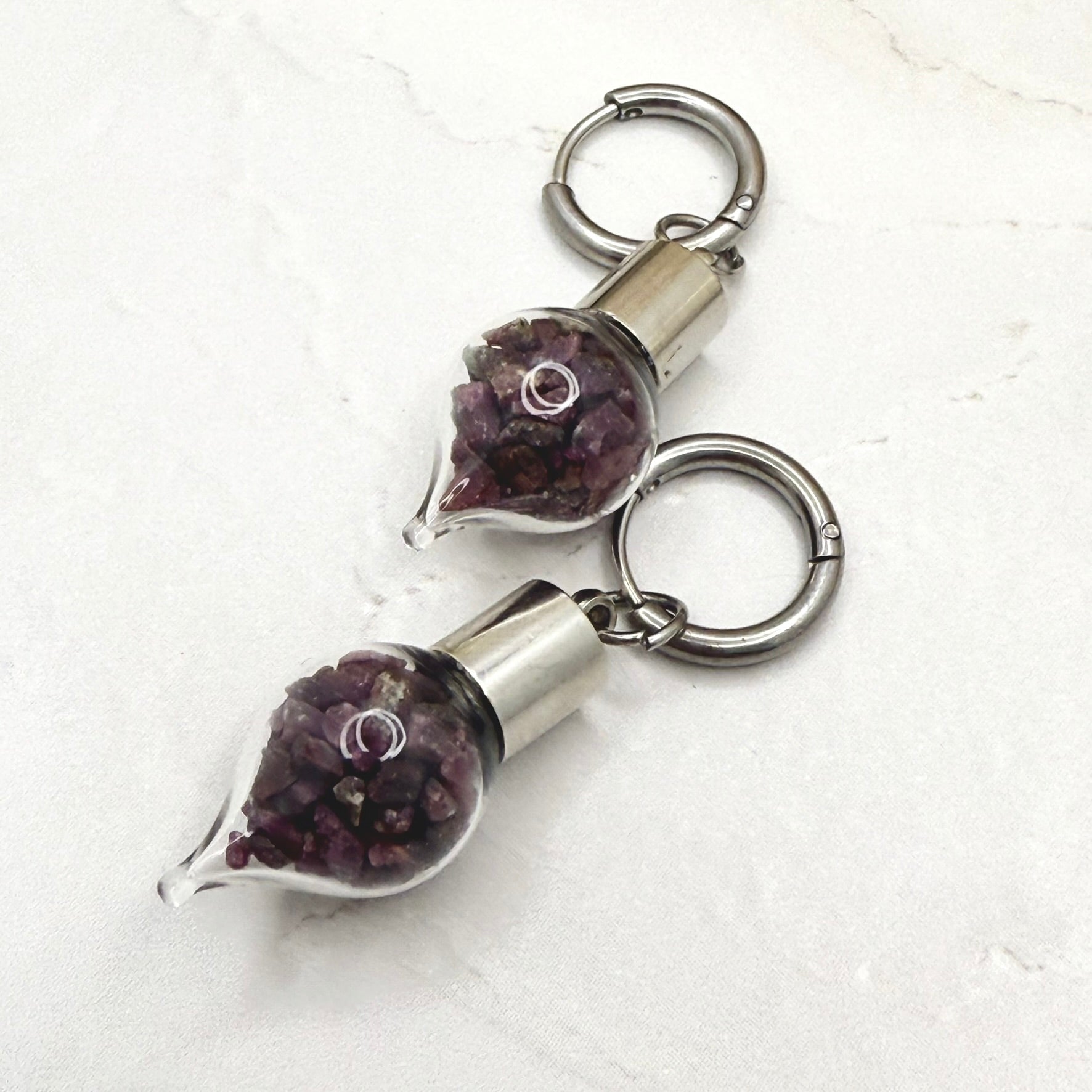 40th Anniversary Huggie Earrings – Natural Raw Ruby Shards | Romantic Ruby Gift for Her-Pendant & Earrings-Handmadeanniversary-Handmade Anniversary