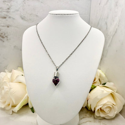 Luxury 40th Anniversary Jewellery Set – Pendant & Earrings with Natural Raw Ruby Chips | Elegant Ruby Gift for Her-Pendant & Earrings-Handmadeanniversary-Handmade Anniversary