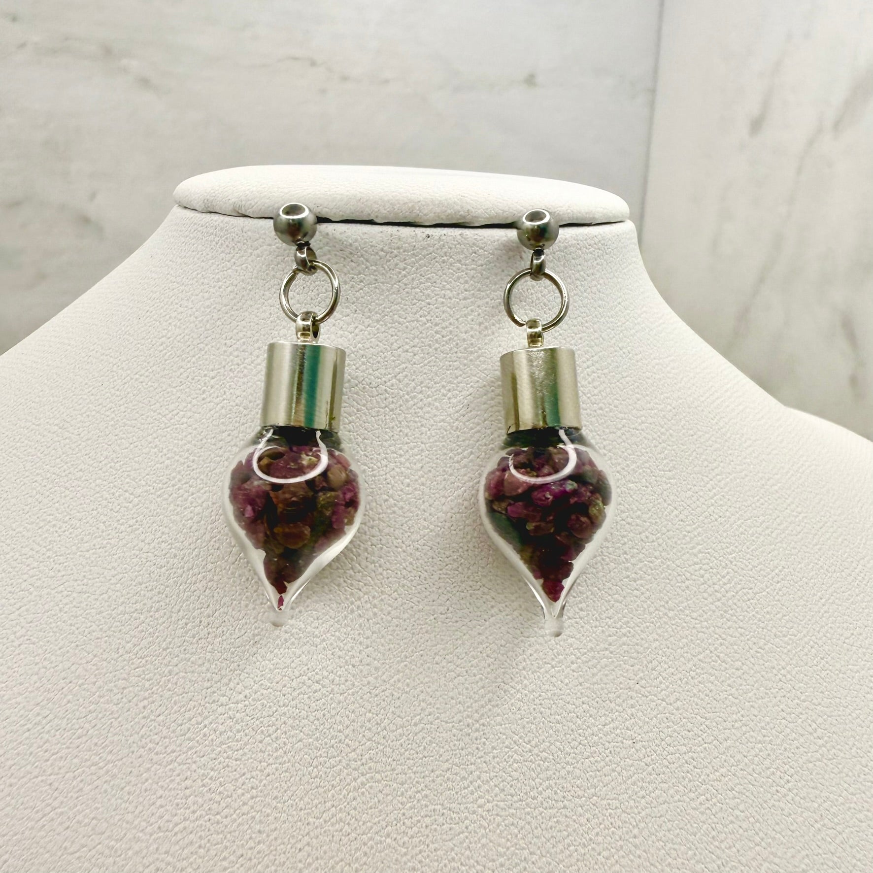 40th Anniversary Stud Drop Earrings – Natural Raw Ruby Shards | Elegant Ruby Gift for Her-Pendant & Earrings-Handmadeanniversary-Handmade Anniversary