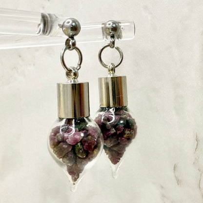 40th Anniversary Stud Drop Earrings – Natural Raw Ruby Shards | Elegant Ruby Gift for Her-Pendant & Earrings-Handmadeanniversary-Earrings Only-Handmade Anniversary