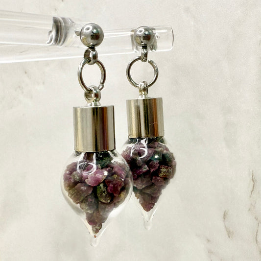 40th Anniversary Stud Drop Earrings – Natural Raw Ruby Shards | Elegant Ruby Gift for Her-Pendant & Earrings-Handmadeanniversary-Earrings Only-Handmade Anniversary
