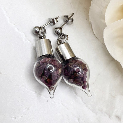 40th Anniversary Stud Drop Earrings – Natural Raw Ruby Shards | Elegant Ruby Gift for Her-Pendant & Earrings-Handmadeanniversary-Handmade Anniversary