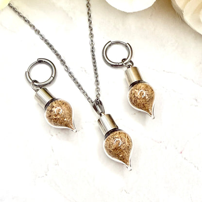Wood Anniversary Pendant & Earring Set | Choice of Stud or Huggie Earrings