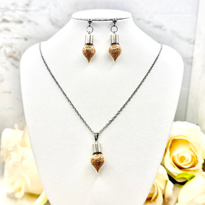 Wood Anniversary Pendant & Earring Set | Choice of Stud or Huggie Earrings