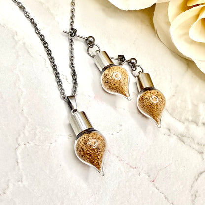 Wood Anniversary Pendant & Earring Set | Choice of Stud or Huggie Earrings