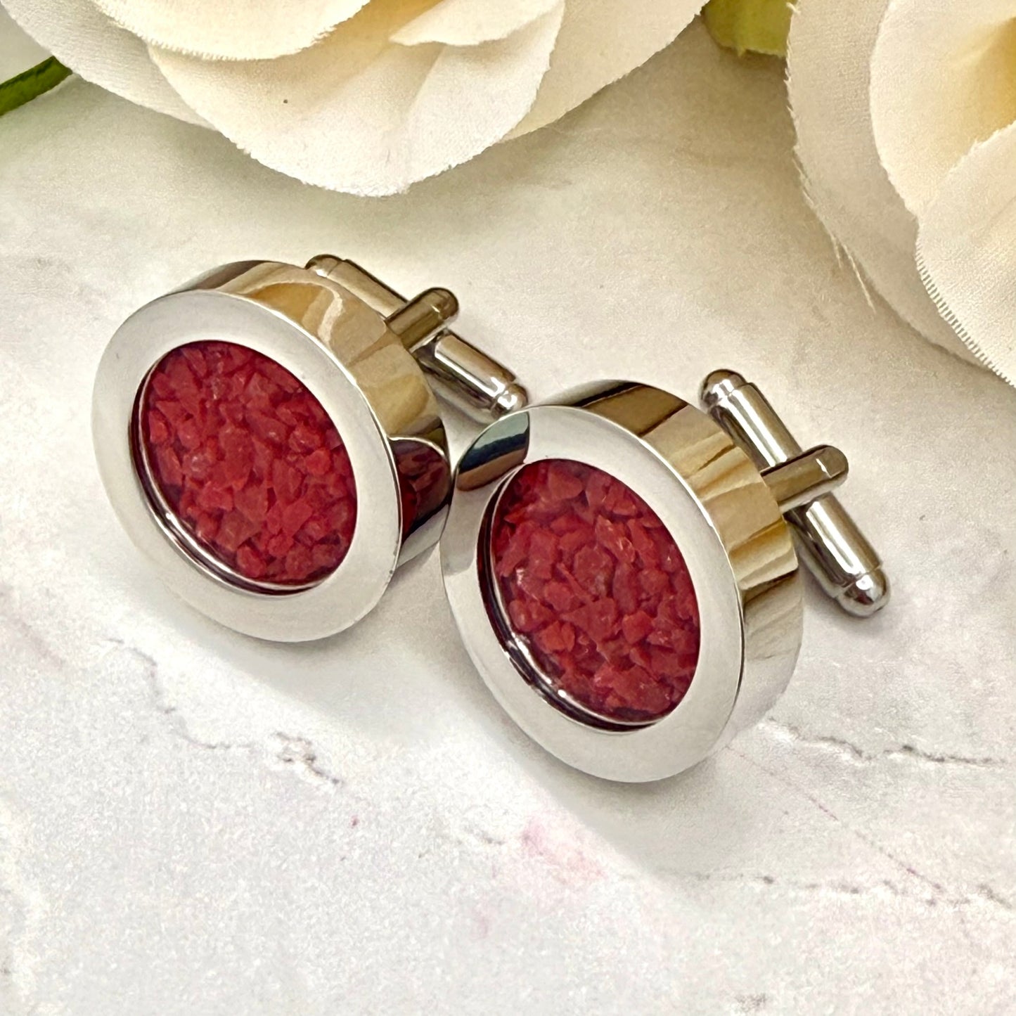 Statement Coral Anniversary Cufflinks - Luxury Gift for Him